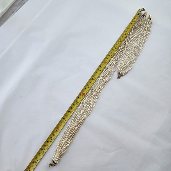 Genuine rice Pearl 10 strand Choker Necklace & Bracelet Set Vintage Old Money - Picture 6 of 9